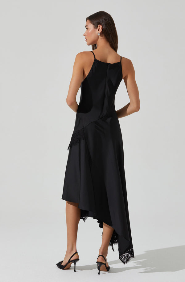 Astr The Label Ione Satin Lace Trim Dress