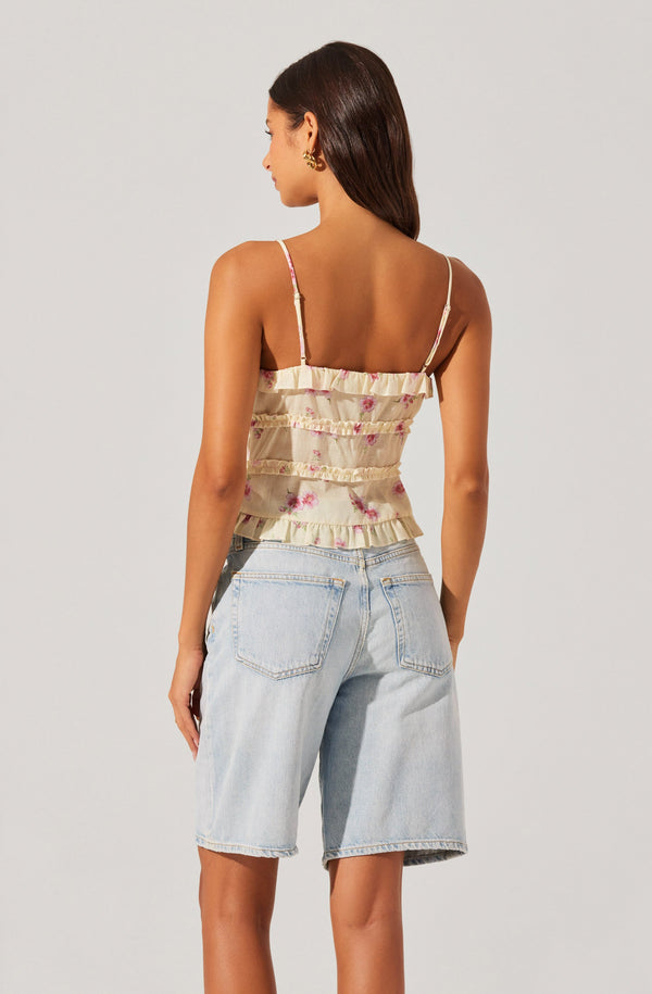 Astr The Label Islah Floral Tie-Front Top