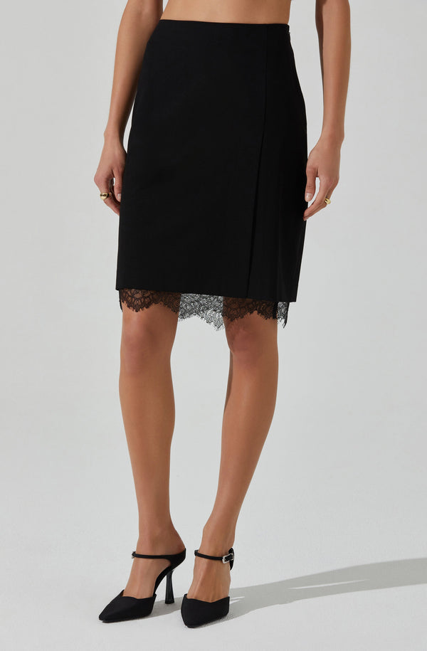 Astr The Label Itzayana Lace Trim Pencil Skirt