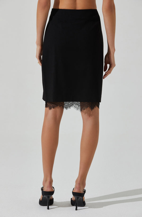 Astr The Label Itzayana Lace Trim Pencil Skirt