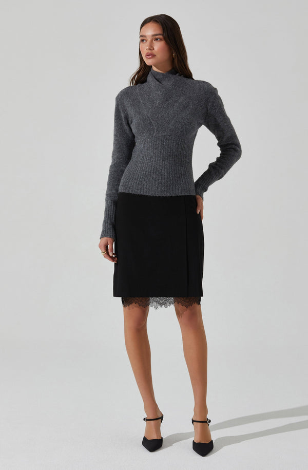 astr the label Itzayana Lace Trim Pencil Skirt