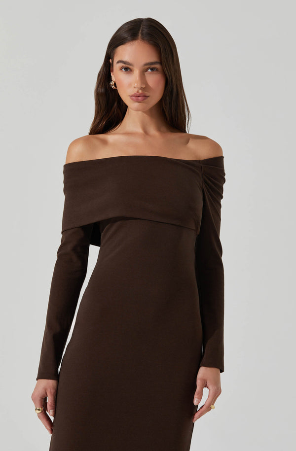 Astr The Label Jada Off Shoulder Midi Dress