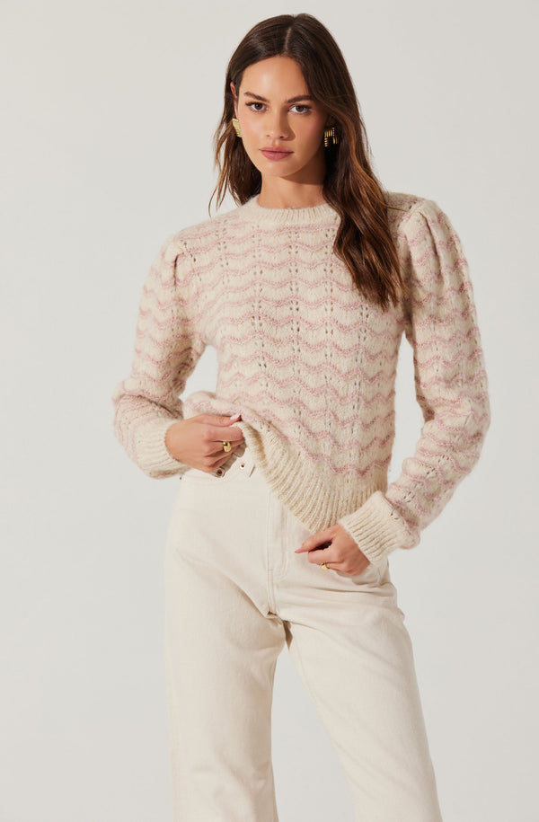 astr the label Jaylani Striped Pointelle Sweater