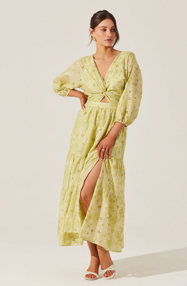 Astr The Label Jesalyn Floral Eyelet Maxi Dress