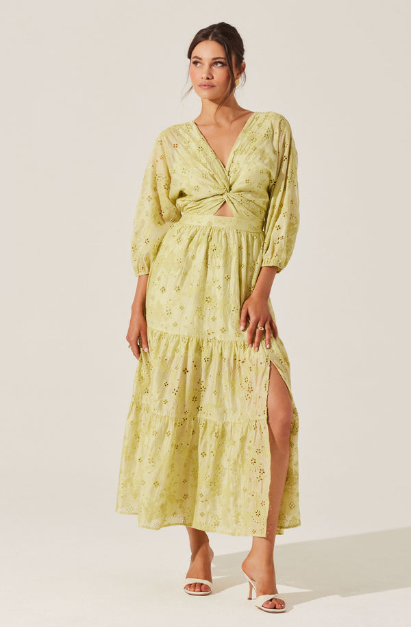 astr the label Jesalyn Floral Eyelet Maxi Dress