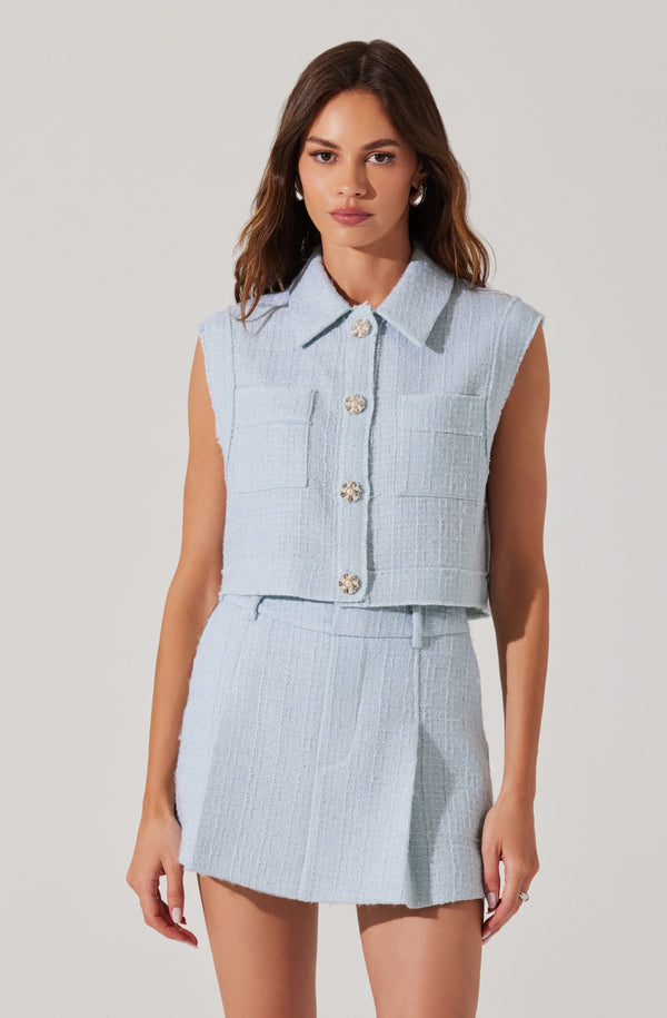 Astr The Label Jhene Tweed Sleeveless Top