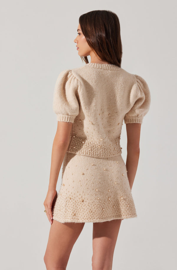 Astr The Label Joly Pearl Embellished Cardigan