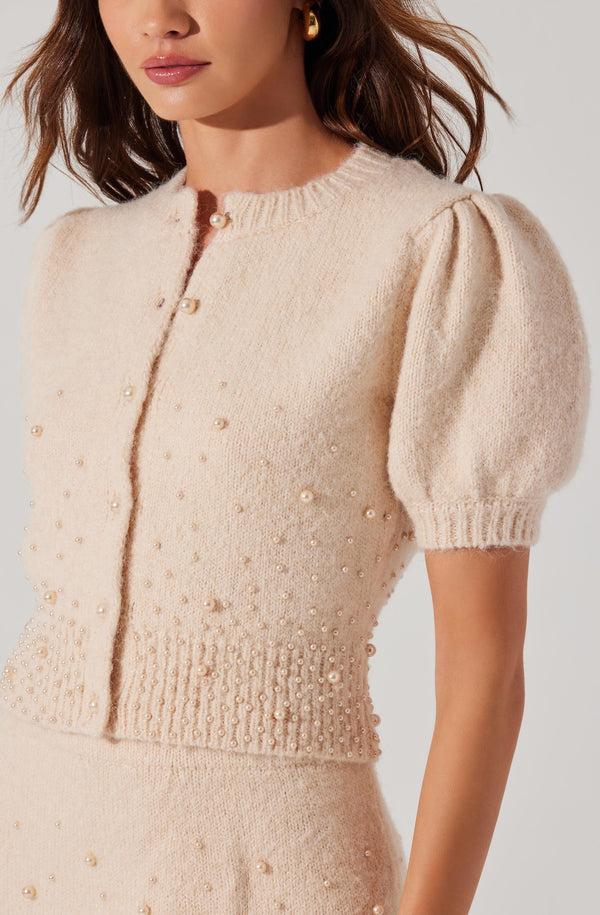astr the label Joly Pearl Embellished Cardigan