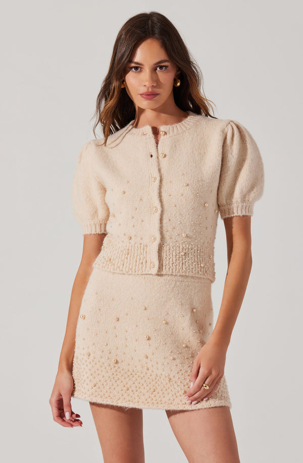 Astr The Label Joly Pearl Embellished Mini Skirt