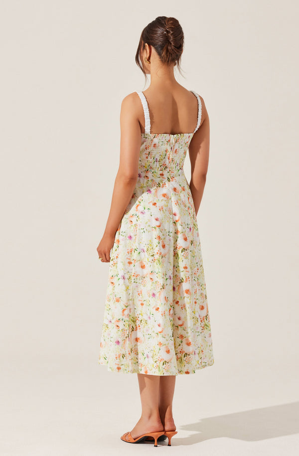 Astr The Label Julietta Floral Corset Midi Dress