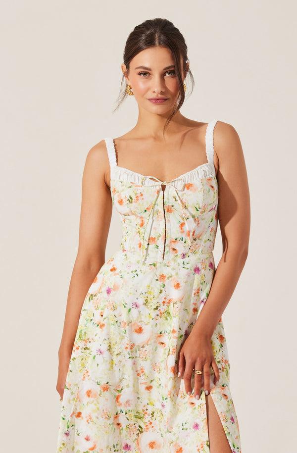 Astr The Label Julietta Floral Corset Midi Dress
