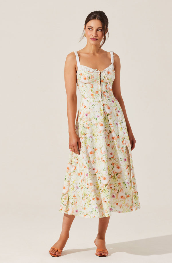 Astr The Label Julietta Floral Corset Midi Dress