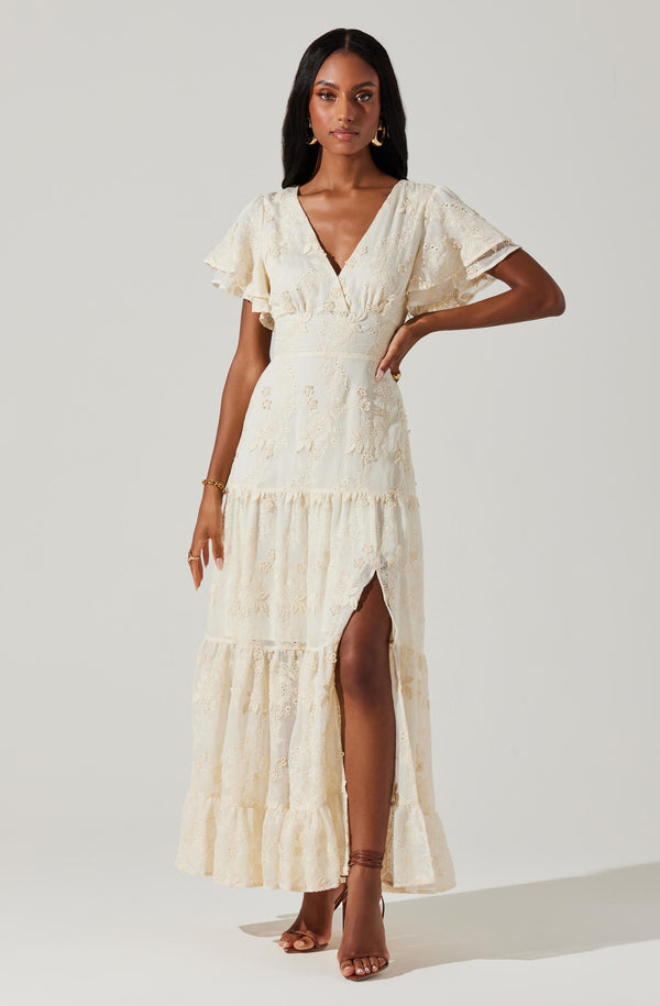 Astr The Label Junia Embroidered Tiered Maxi Dress