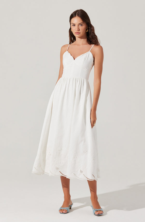 Astr The Label Kaidi Embroidered Midi Dress