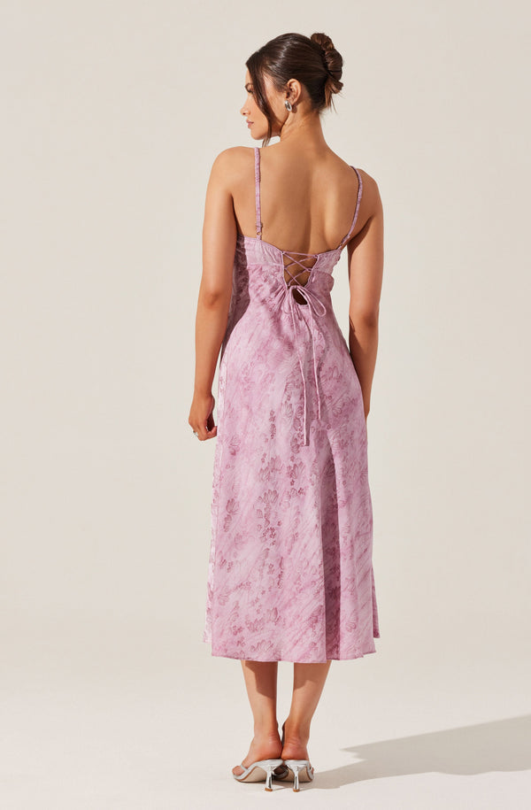 Astr The Label Kaiya Jacquard Satin Midi Dress