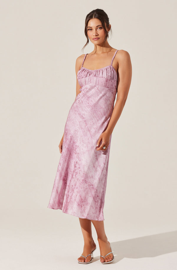 Astr The Label Kaiya Jacquard Satin Midi Dress