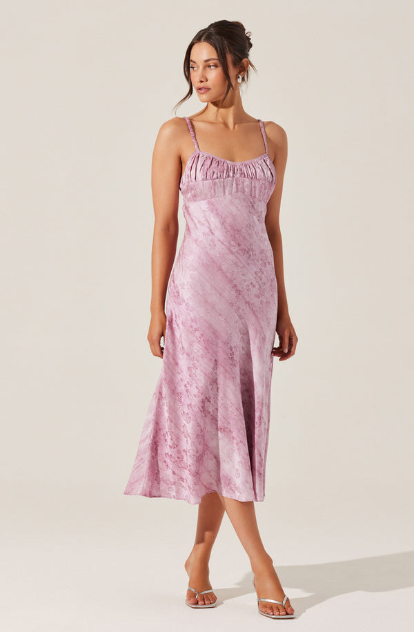 astr the label Kaiya Jacquard Satin Midi Dress