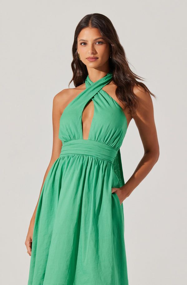 Astr The Label Kalia Crossover Halter Mini Dress