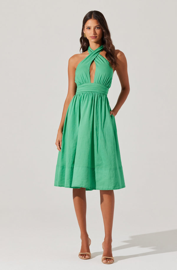 Astr The Label Kalia Crossover Halter Mini Dress