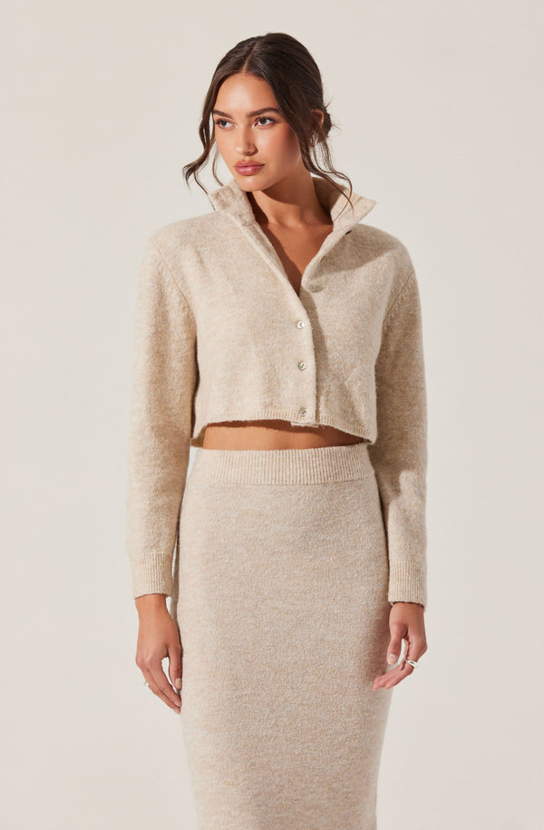 Astr The Label Karsyn Cropped Turtleneck Cardigan