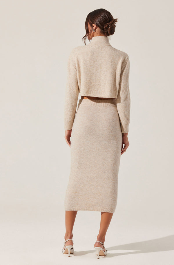 Astr The Label Karsyn Cropped Turtleneck Cardigan