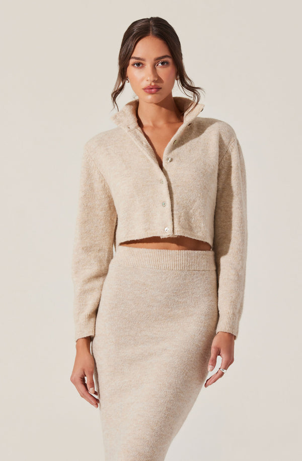 astr the label Karsyn Cropped Turtleneck Cardigan