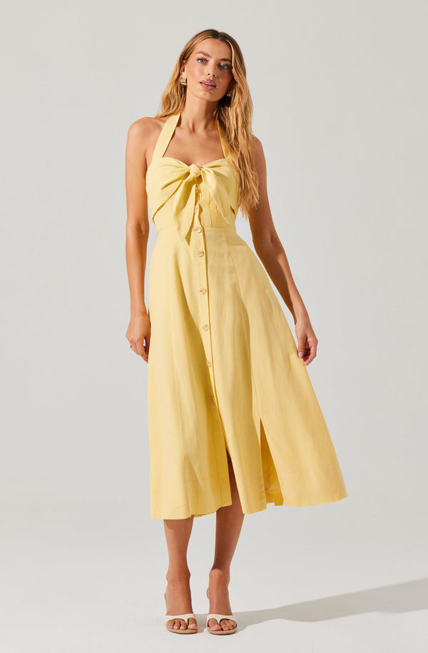 Astr The Label Katherine Linen-Blend Halter Dress