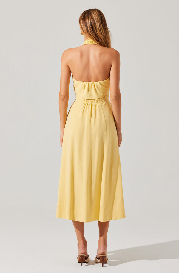 Astr The Label Katherine Linen-Blend Halter Dress