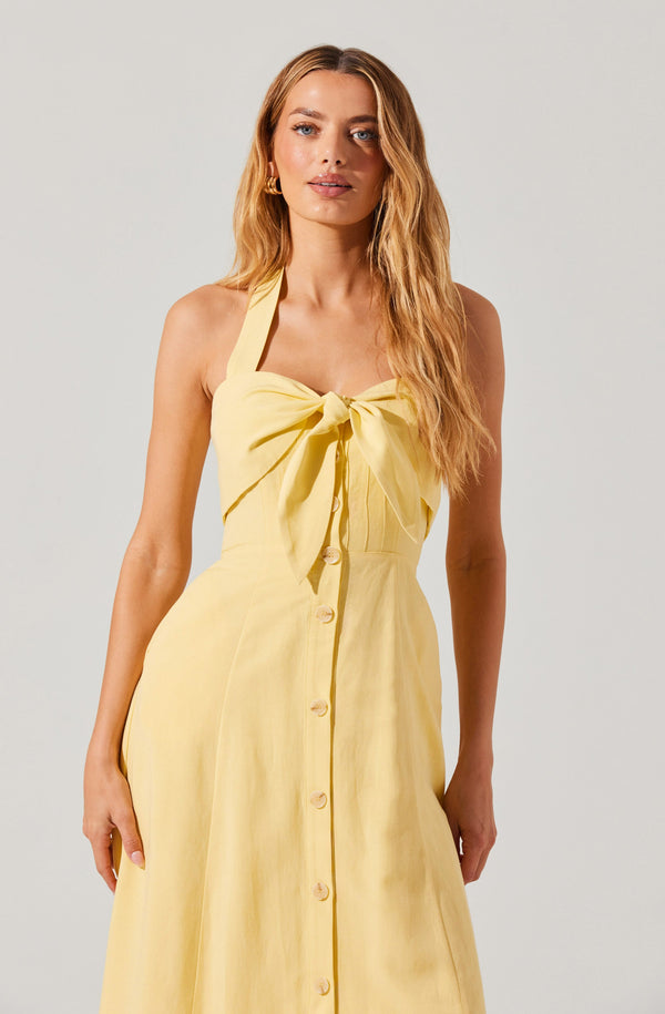 Astr The Label Katherine Linen-Blend Halter Dress