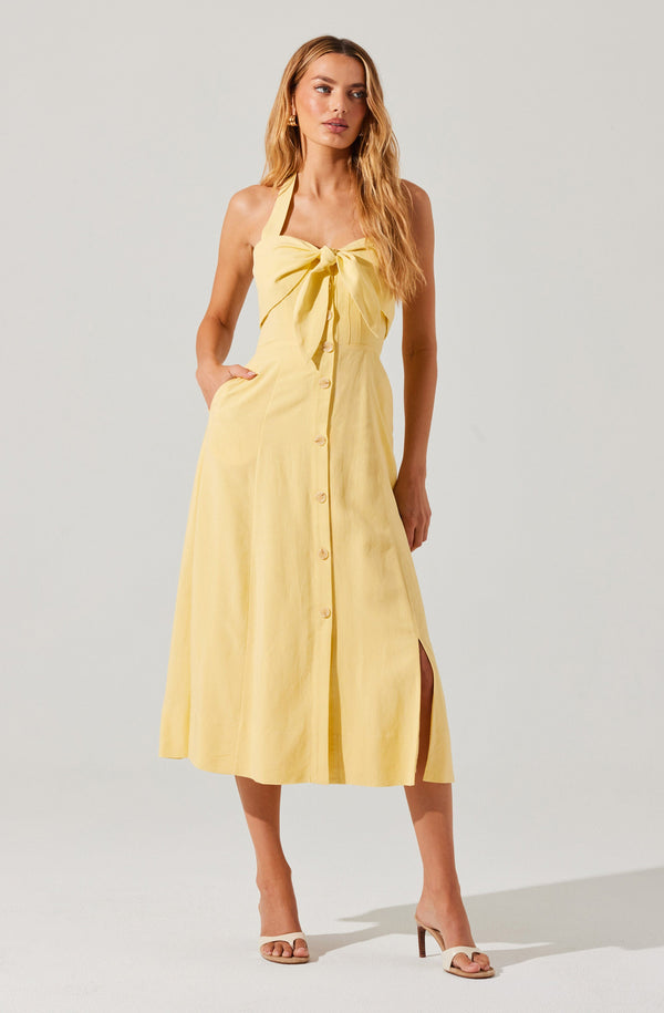 astr the label Katherine Linen-Blend Halter Dress