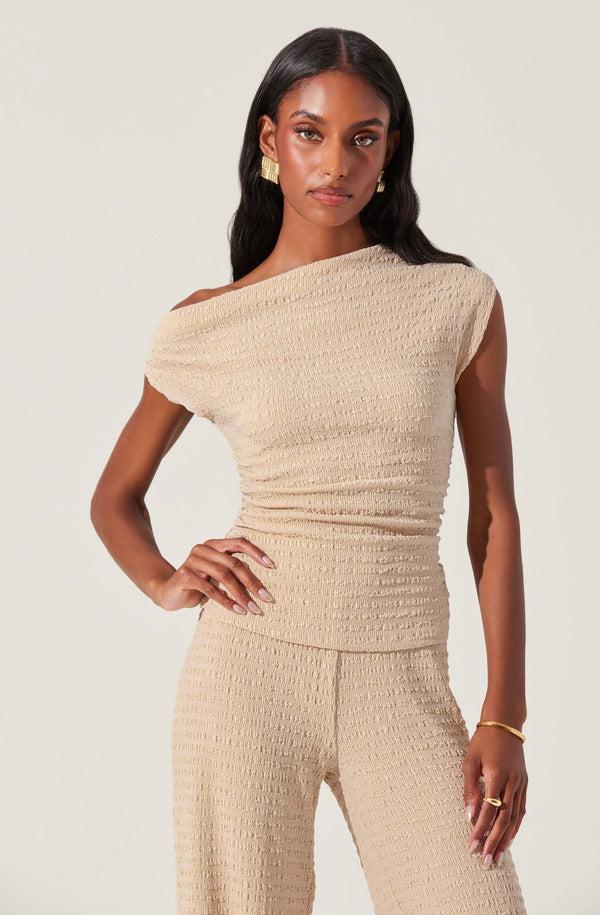 Astr The Label Keir One Shoulder Textured Top