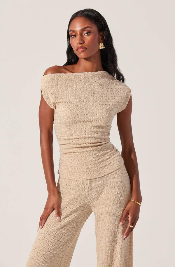astr the label Keir One shoulder Textured Top