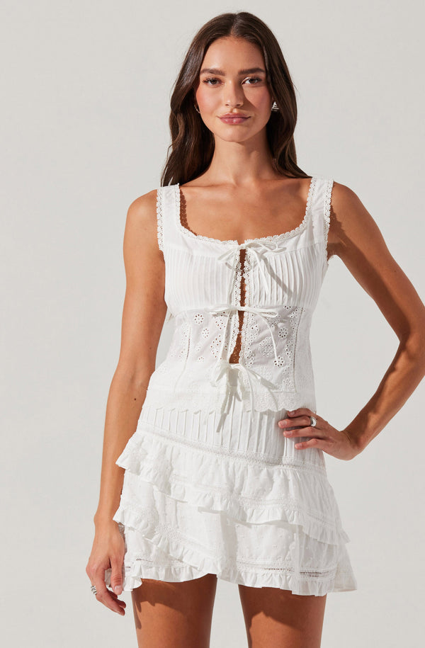 Astr The Label Kensley Eyelet Tie-Front Top