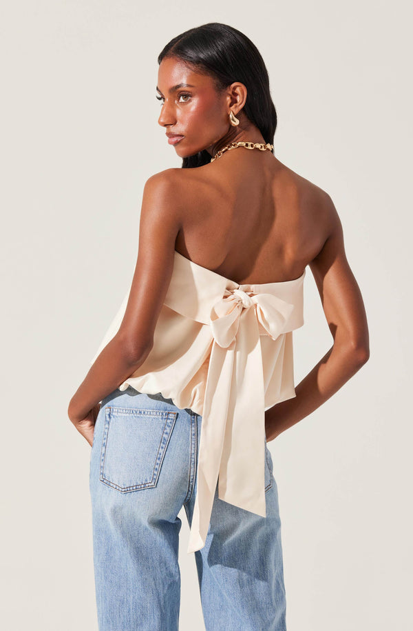 Astr The Label Khloe Strapless Bow Back Top