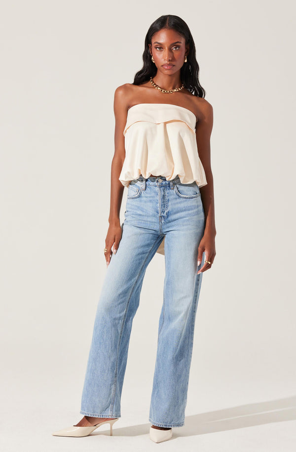 Astr The Label Khloe Strapless Bow Back Top
