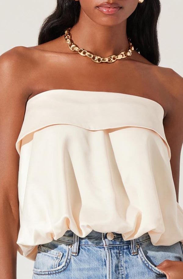 Astr The Label Khloe Strapless Bow Back Top
