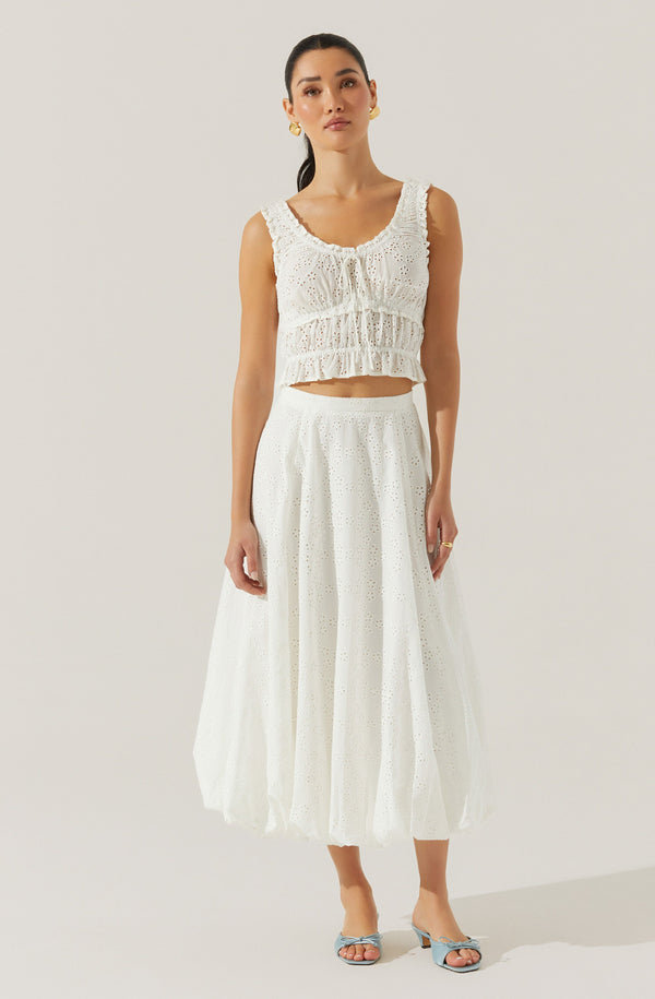Astr The Label Kissel Eyelet Bubble Maxi Skirt