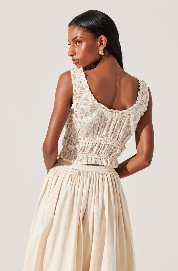 Astr The Label Kissel Floral Eyelet Cropped Top