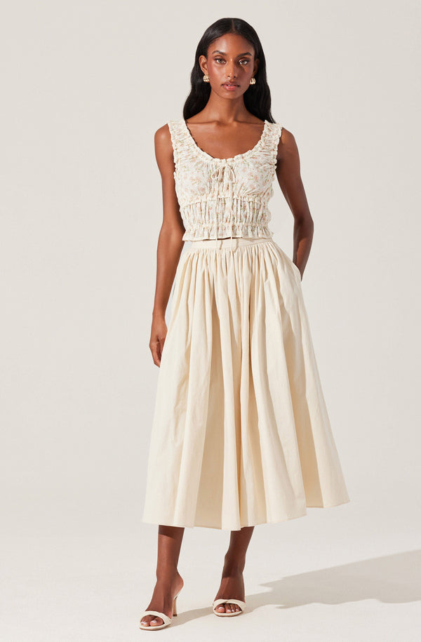 Astr The Label Kissel Floral Eyelet Cropped Top