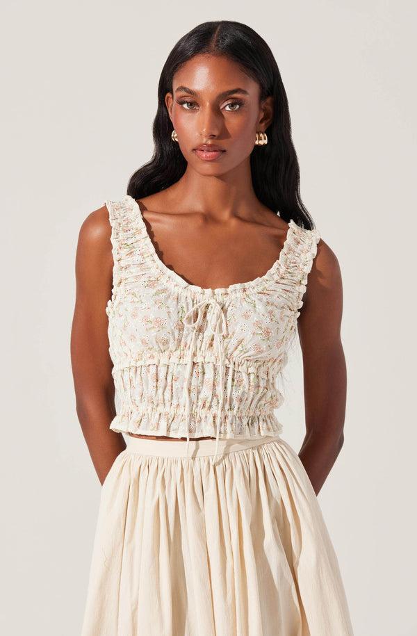 astr the label Kissel Floral Eyelet Cropped Top