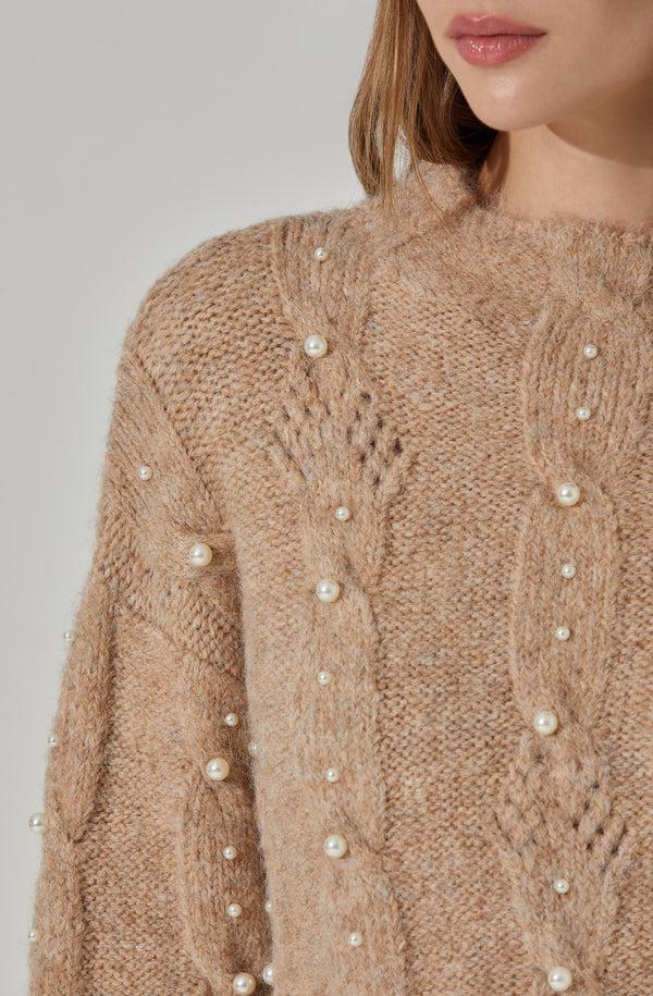 Astr The Label Kit Pearl Cable Knit Sweater