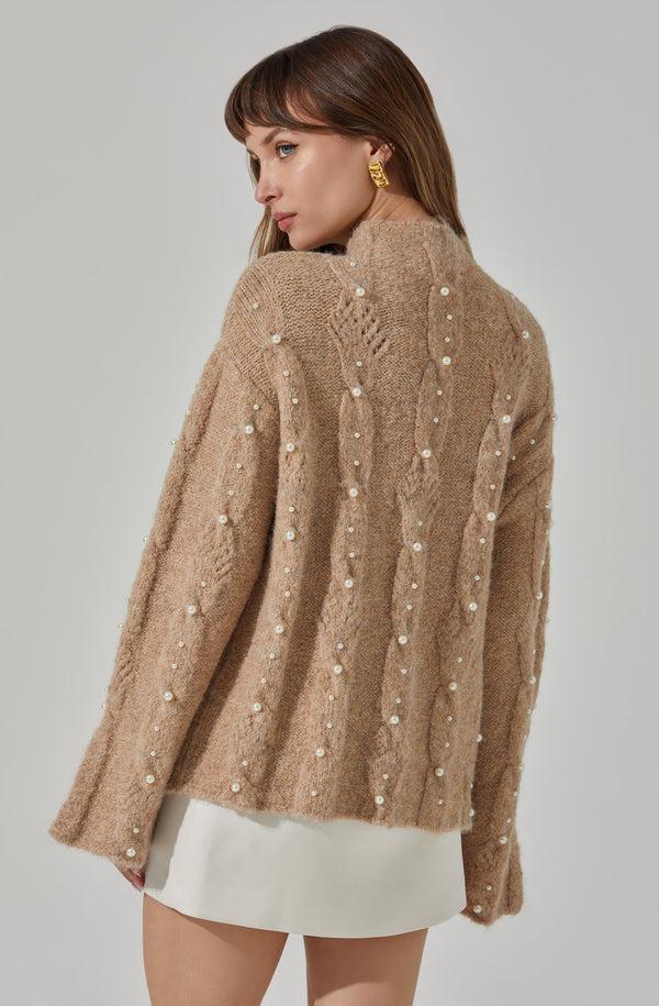 Astr The Label Kit Pearl Cable Knit Sweater