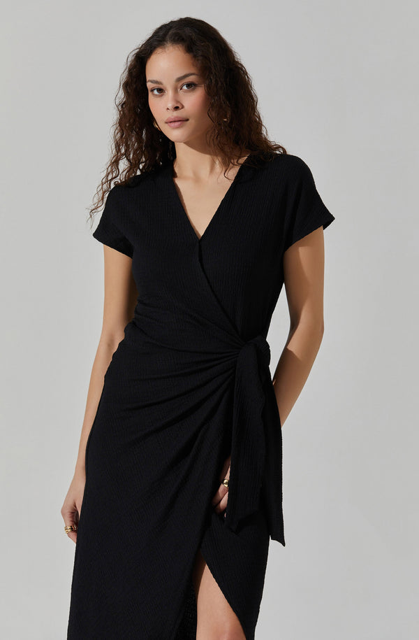 Astr The Label Knit Wrap Midi Dress