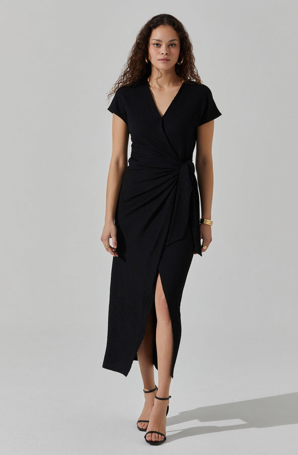 Astr The Label Knit Wrap Midi Dress