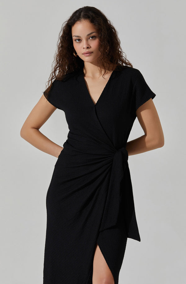 Astr The Label Knit Wrap Midi Dress