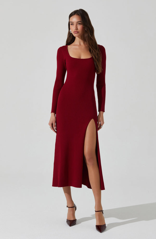 Astr The Label Kylie Ribbed Midi Sweater Dress