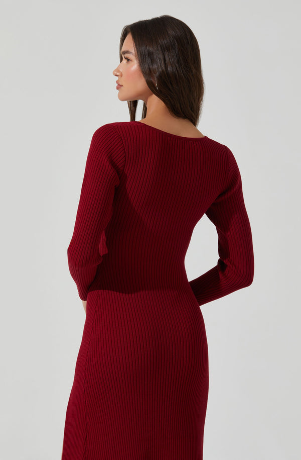 Astr The Label Kylie Ribbed Midi Sweater Dress