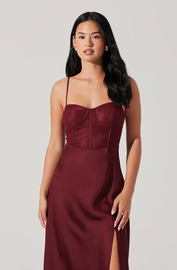 Astr The Label Lace Bustier Midi Dress