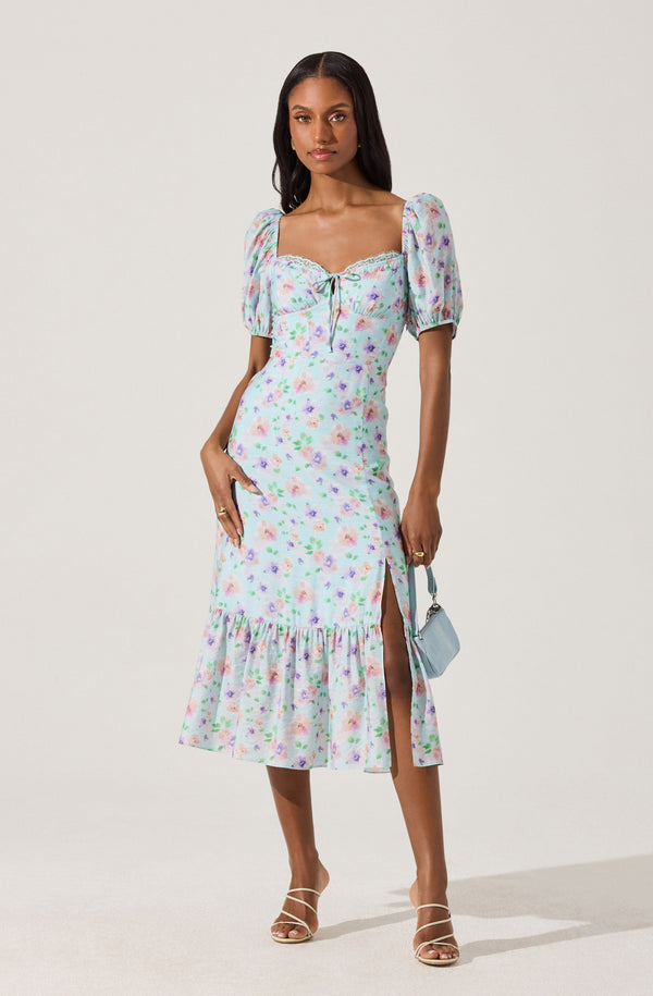 astr the label Lace Trim Bustier Midi Dress