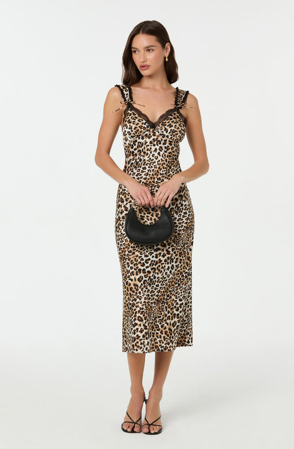 astr the label Lace Trim Midi Slip Dress